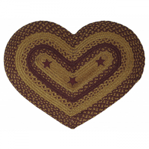 Heart Shape With Burgundy Stars Braided Mat