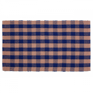 22x34" Beige & Navy Blue Check Pattern Rug