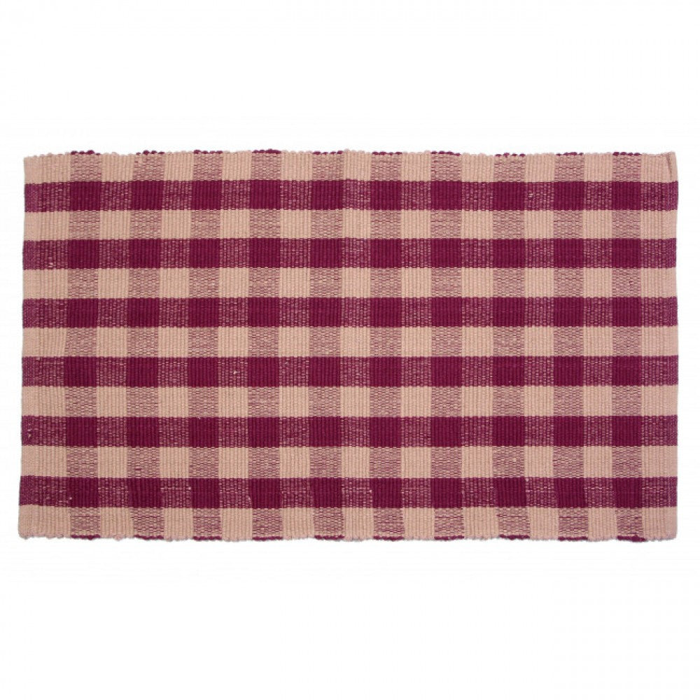 48x72" Burgundy & Beige Check Rug