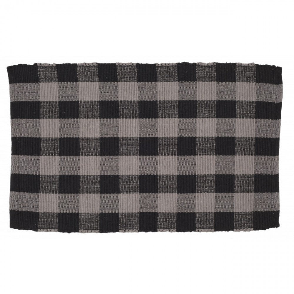 Gray And White Buffalo Check Rug