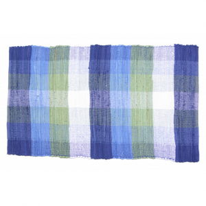 22x34" Nite Blue Check Pattern Chindi Cotton Rug