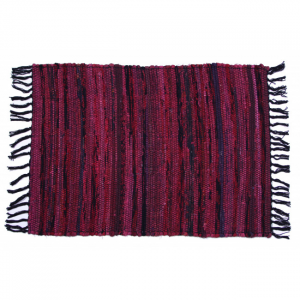 22x34" Wine Fringed Chindi Cotton Rug