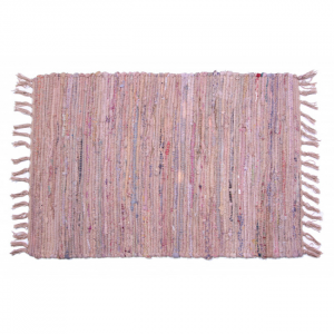 Beige Fringed Chindi Cotton Rug