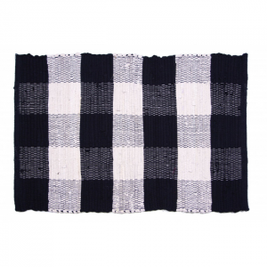 Black Check Chindi Cotton Rug