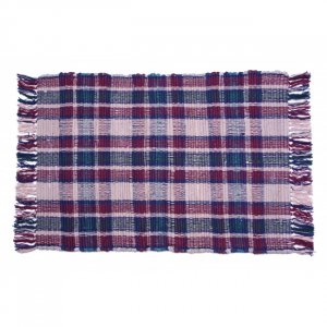 22x34" Country Check Fringed Chindi Cotton Rug