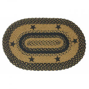 20x30oval" Black Star Pattern Braided Oval Rug