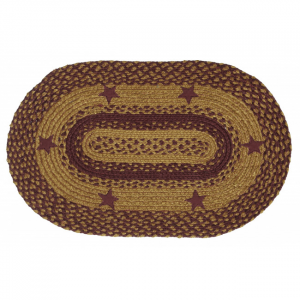 20x30oval" Burgundy Star Pattern Braided Oval Rug