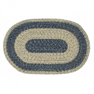 24x36oval" Sand Blue Check Pattern Braided Oval Rug