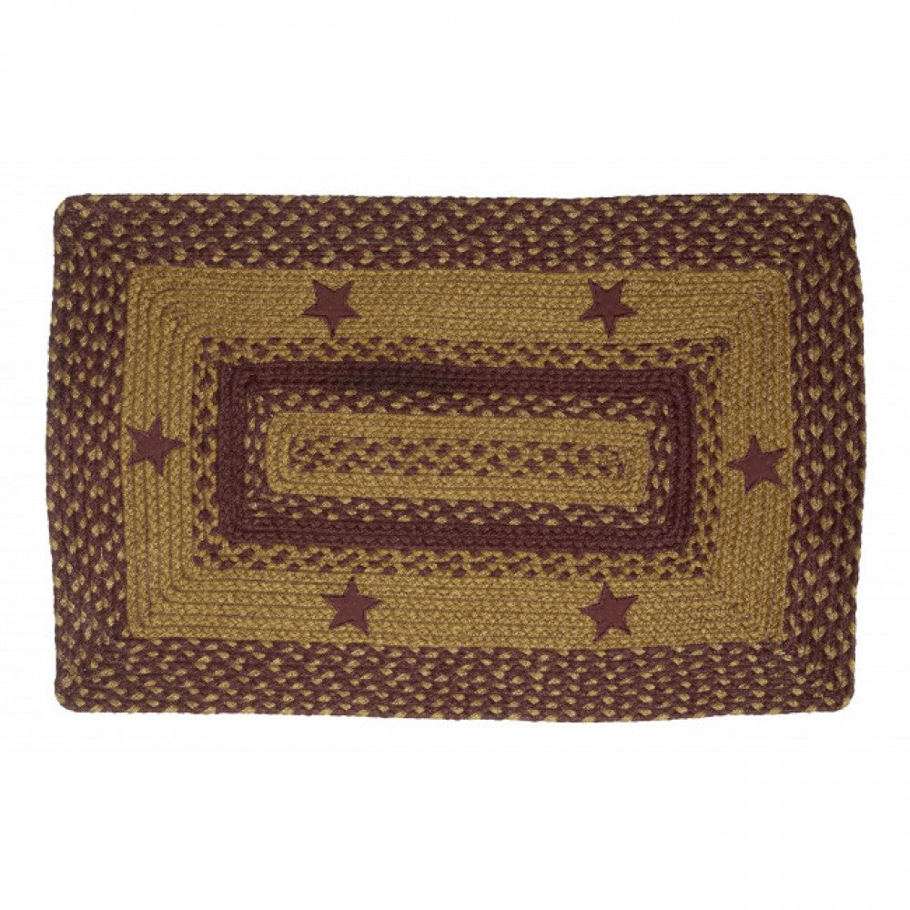 20x30" Burgundy Star Pattern Braided Rectangular Rug