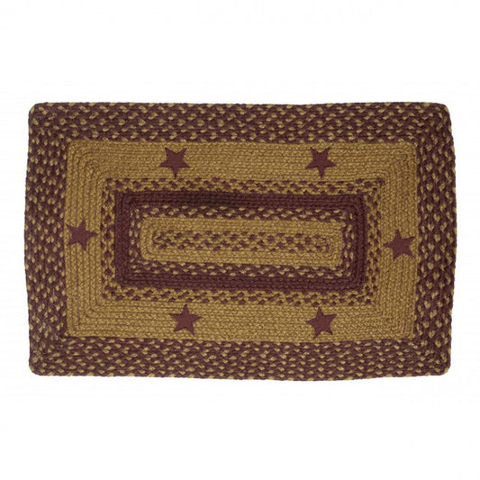 20x30" Burgundy Star Pattern Braided Rectangular Rug