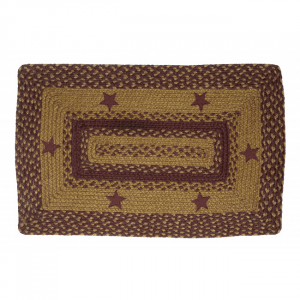 20x30" Burgundy Star Pattern Braided Rectangular Rug