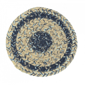Sand Blue Check Pattern Braided Trivet