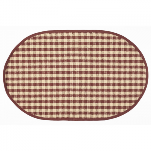 Burgundy Check Oval Rug