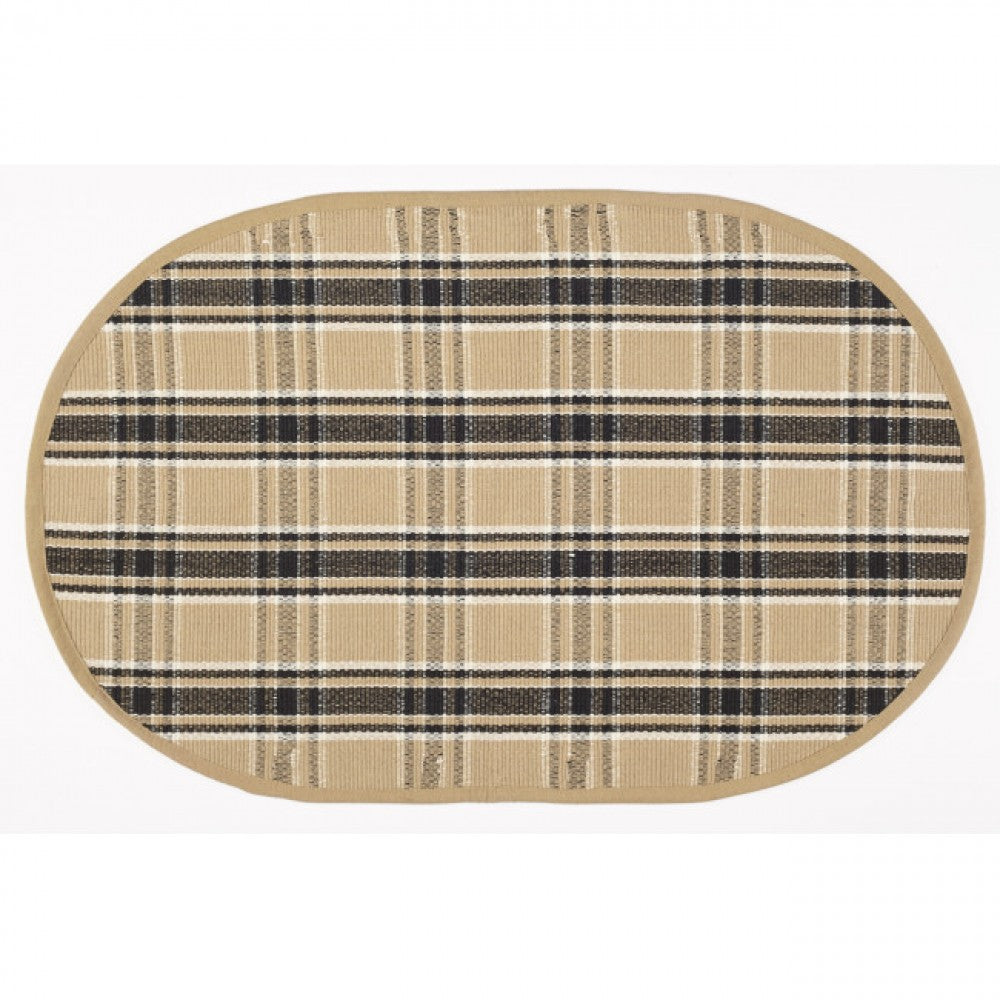 Black Haze Check Pattern Oval Check Pattern Rug