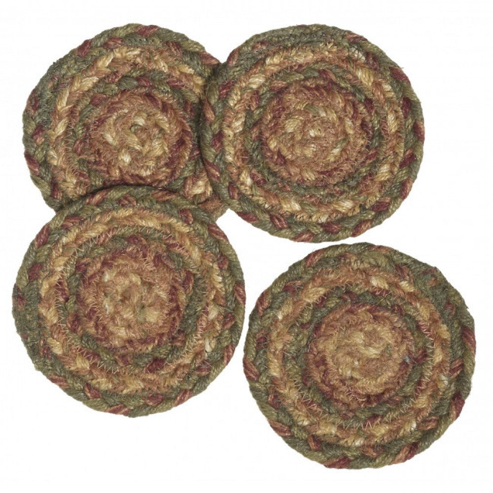 Set Of 4 Round Jute Braided Coasters