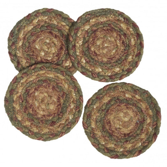 Set Of 4 Round Jute Braided Coasters