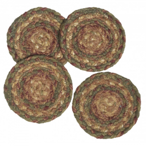 Set Of 4 Round Jute Braided Coasters