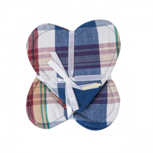 Set Of 4 Lakewood Check Pattern Heart Shaped Coasters