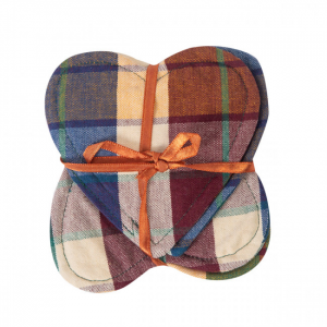 Set Of 4 Morocco Check Pattern Heart Shaped Coasters