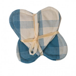 Set Of 4 Meridian Check Pattern Heart Shaped Coasters