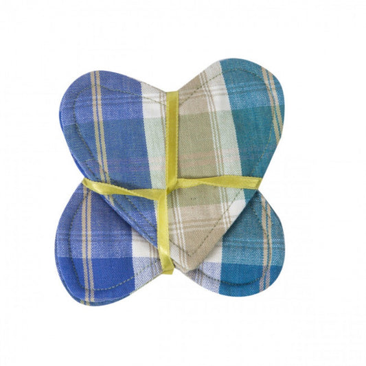 Set Of 4 Sea Queen Check Pattern Heart Shaped Coasters