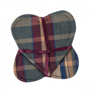 Set Of 4 Army Check Pattern Heart Shaped Coasters