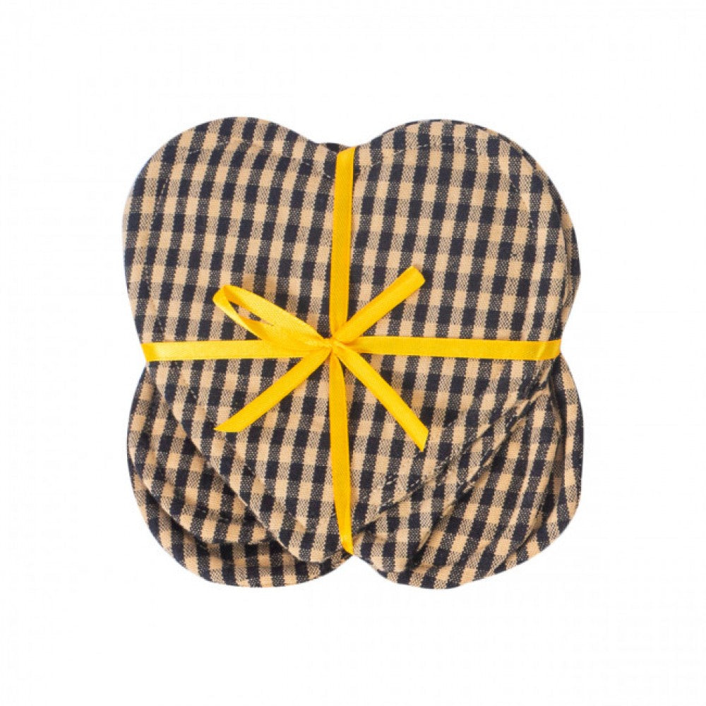 Set Of 4 Berryvine Navy Blue Check Pattern Heart Shaped Coasters