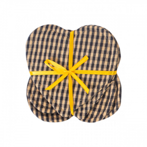 Set Of 4 Berryvine Navy Blue Check Pattern Heart Shaped Coasters