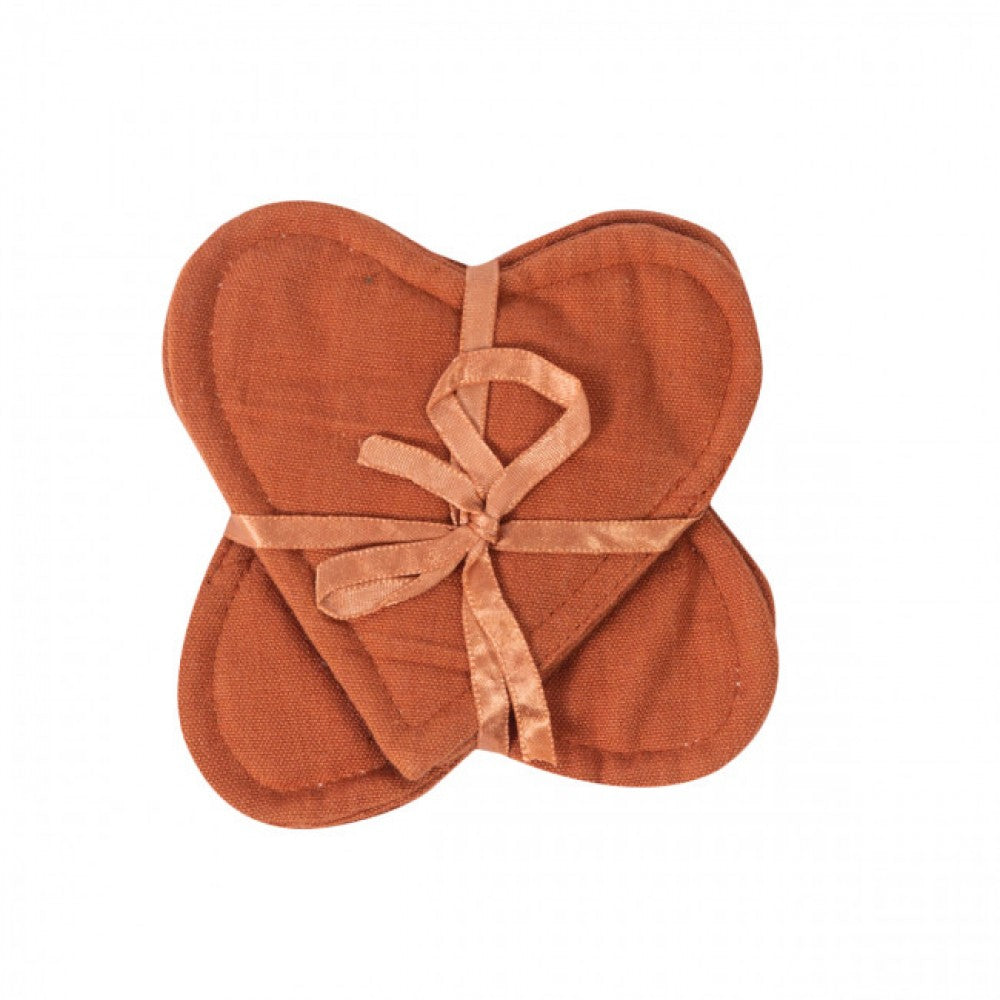 Set Of 4 Rust Heart Shaped Coasters