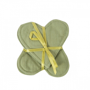 Set Of 4 Sage Green Heart Shaped Coasters