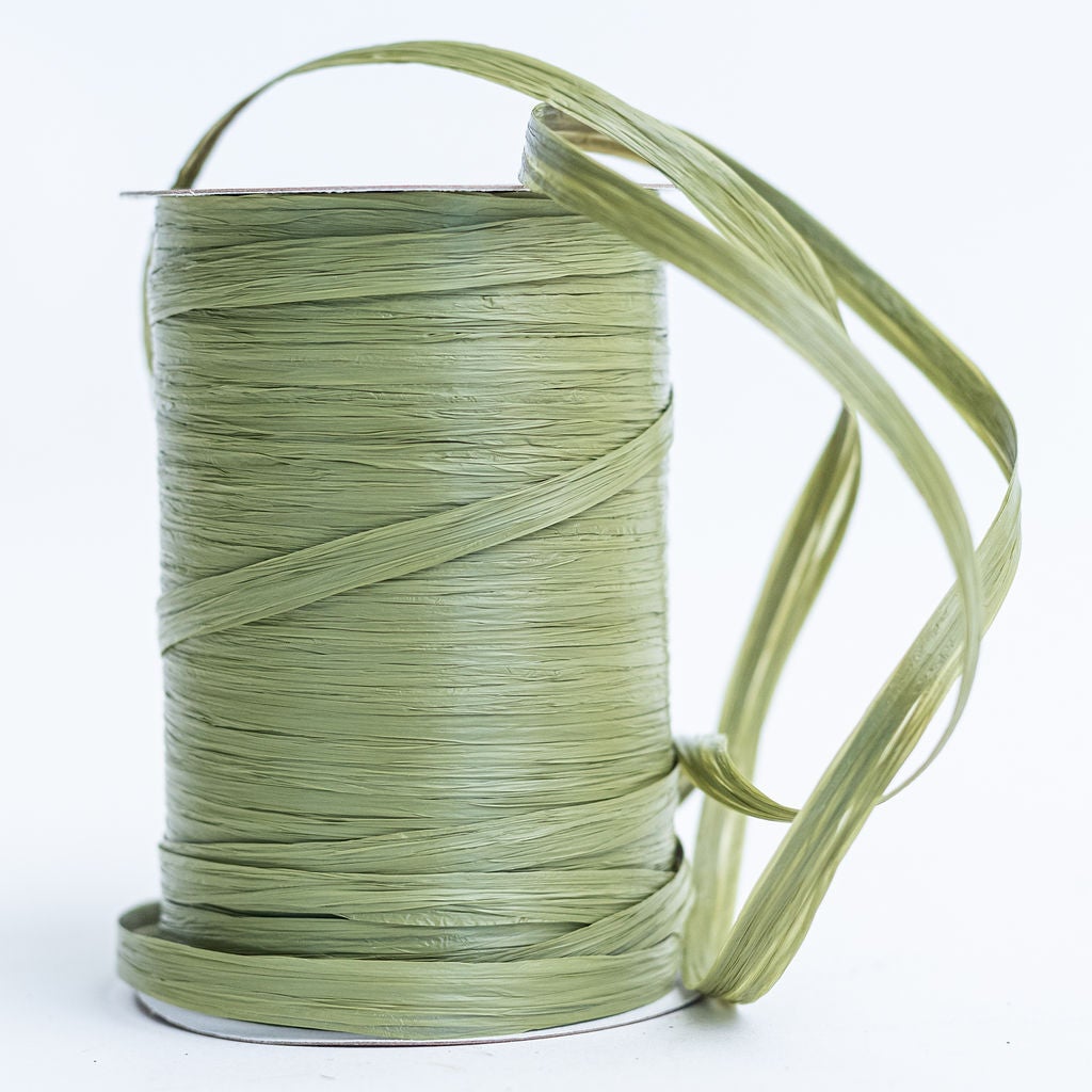 100Yds Wraphia Matte Olive Green Ribbon