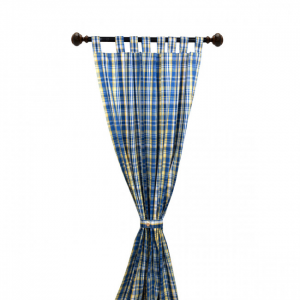 Bluestone Check Pattern Tab Panel Curtain