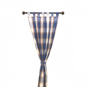 Sherwood Navy Check Pattern Tab Panel Curtain