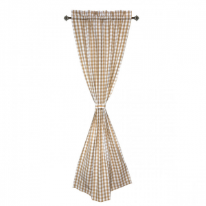 Toro Beige Check Pattern Rod Pocket Curtain