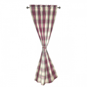 Sherwood Burgundy Check Pattern Rod Pocket Curtain