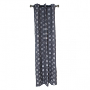 Black Square Check Design With 6 Grommets Curtain
