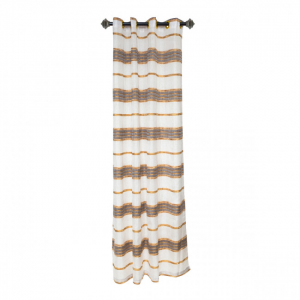 White;Gold & Black Stripe With 8 Grommets Curtain
