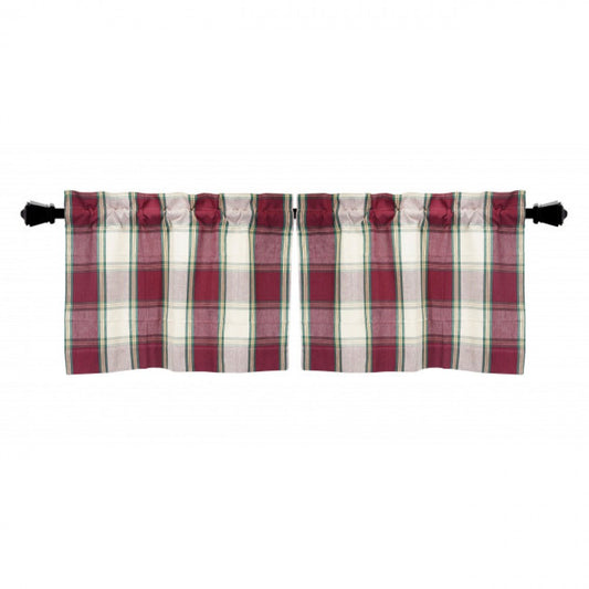 24x72" Window Tier Sherwood Burgundy Check Pattern Window Topper