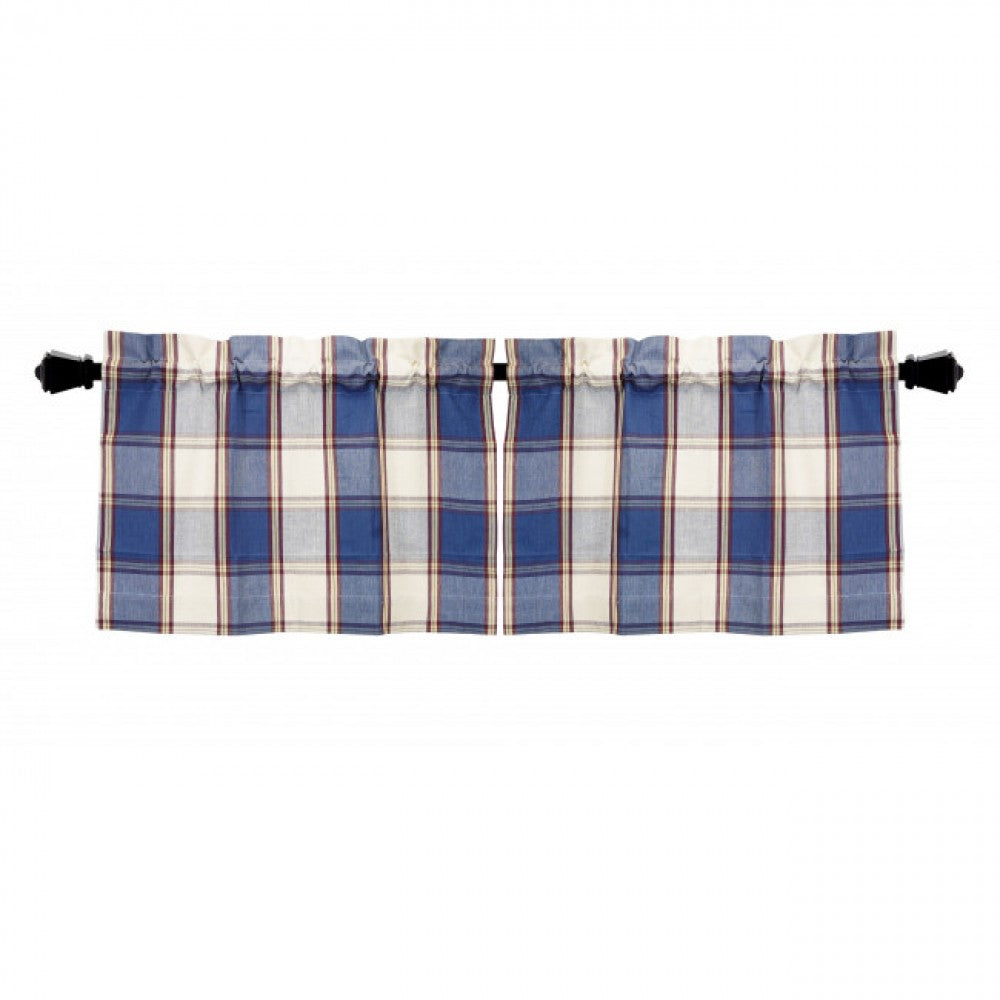 24x72" Window Tier Sherwood Navy Check Pattern Window Topper