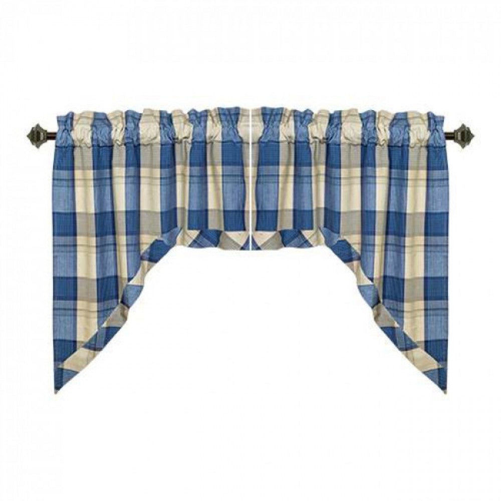 Sand Blue Check Pattern Swag Set