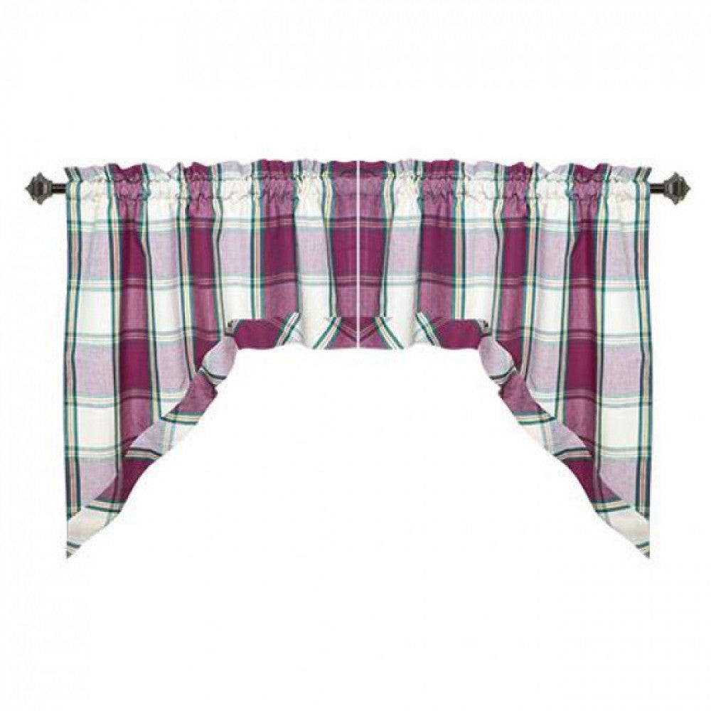 Sherwood Burgundy Check Pattern Swag Set