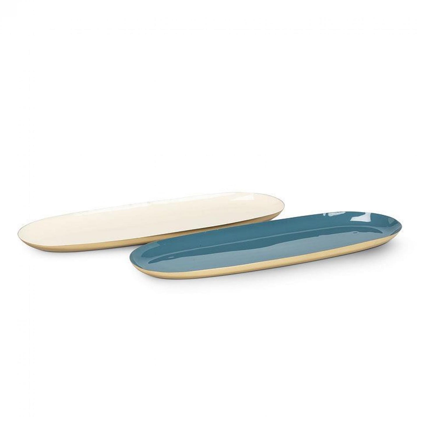 Set Of 2 Assorted Colors Oval Enamel Tray