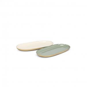 Set Of 2 Assorted Colored Oval Enamel Tray