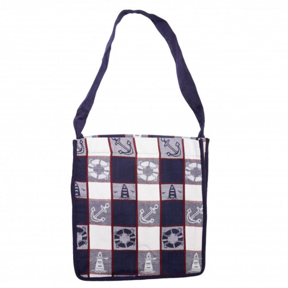 Nautical Pattern With Canvas Lining And Shoulder Strap Tote Bag