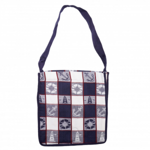 Nautical Pattern With Canvas Lining And Shoulder Strap Tote Bag