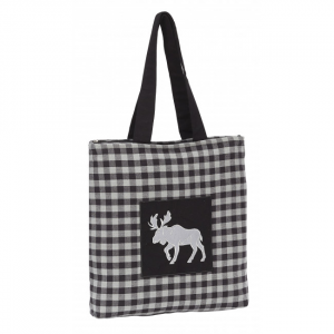 Buffalo Grey Plaid With Moose Emblem Tote Bag