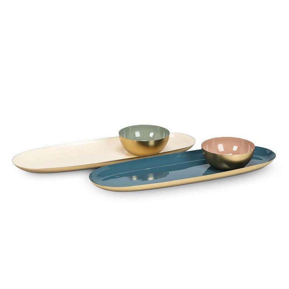 Set Of 2 Assorted Colors Oval Enamel Tray