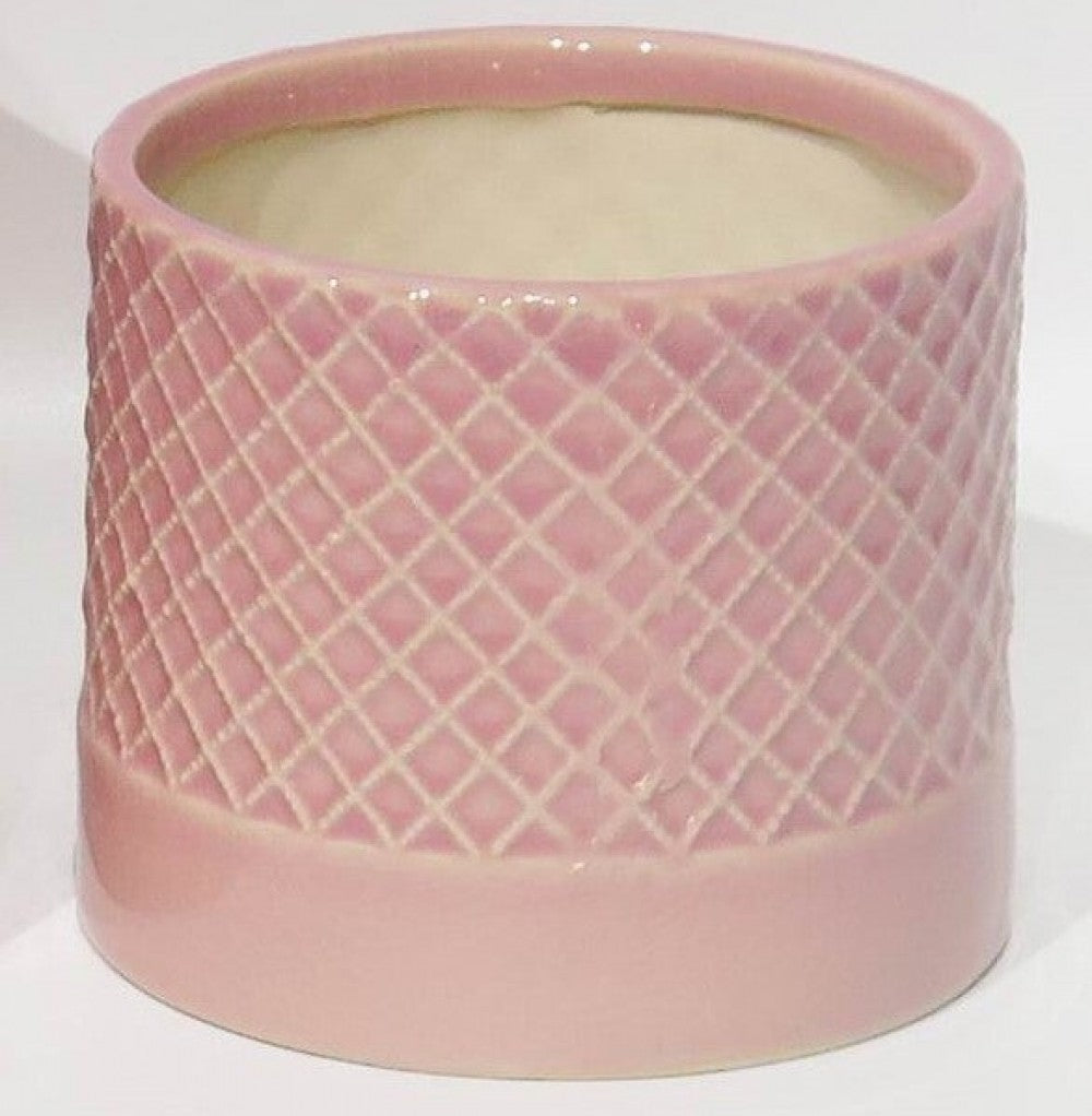 Pink Criss Cross Pattern Planter