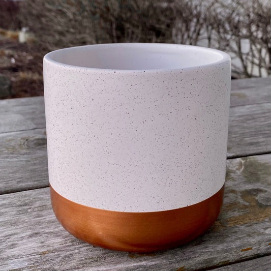 Speckle Glaze With Painted Copper Colored Base Planter