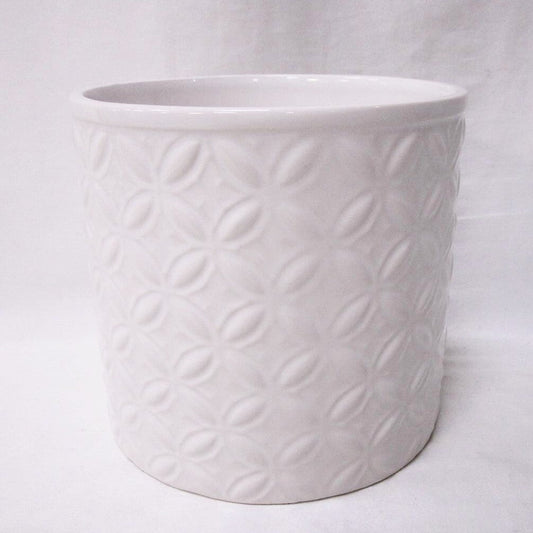 White With Floral Pattern Planter